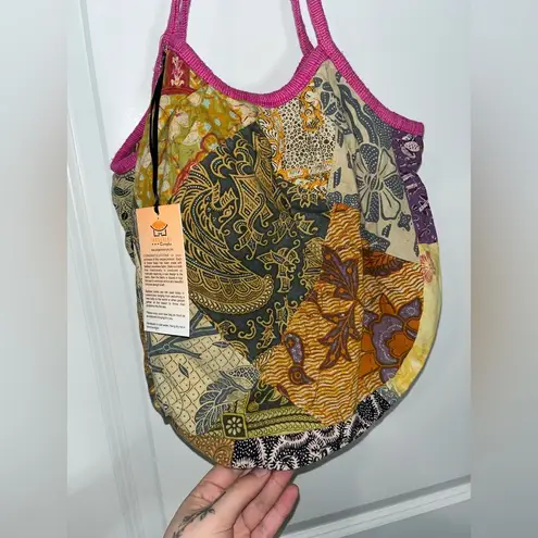 Tangerine NWT Temple Mixed Fabric Patched Boho Shoulder Mini Bag