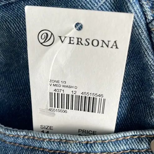 Versona Harper Grey Blue Jean Shorts with Flower Embroidered Accents