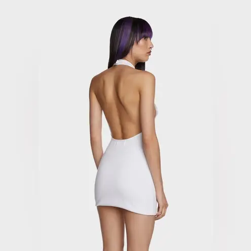 NWOT O’Dolly Dearest Jade White Cutout Halter Mini Dress M Party Club After Prom Size M