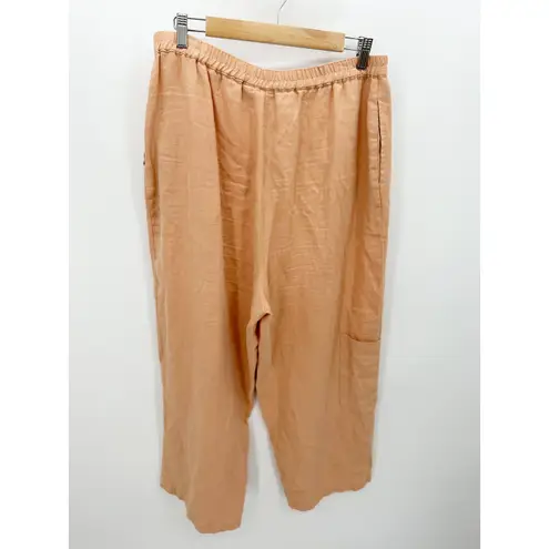 Linden Hill Womens Orange Linen Pants Size L Baggy Relaxed Fit Casual Coastal Size L