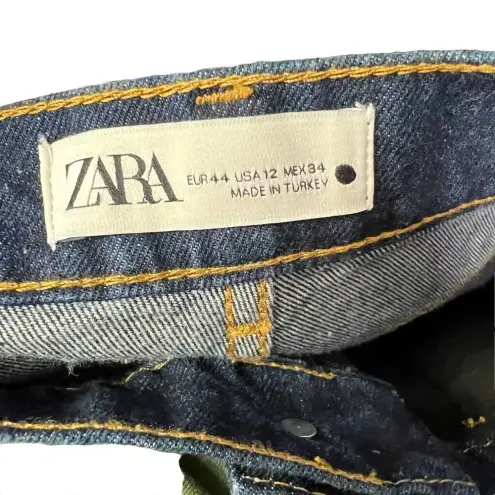 ZARA  Cropped ZW Premium Straight Leg Dark Wash Jeans‎ Blue Size US 12