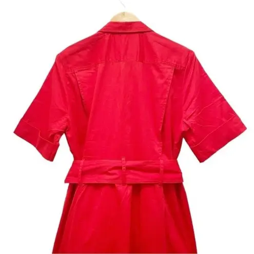 Derek Lam Collective Cherry Red Cotton Belted Utility Dress Size 52 IT | 16 US