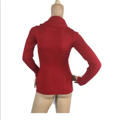 BCX red sequin/Lurex cowl neck pull over sweater size XXS