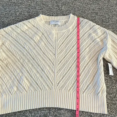 Old Navy NWT  Cropped Chevron Open-Knit Cotton Sweater Sz M