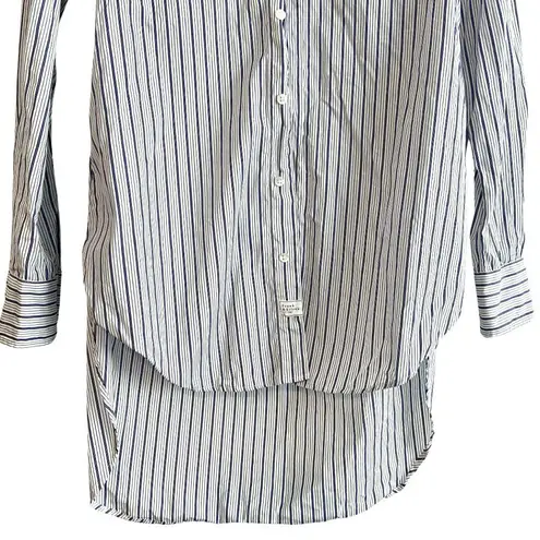 Frank & Eileen Grayson Navy Blue Stripe Cotton Button Down Shirt XS