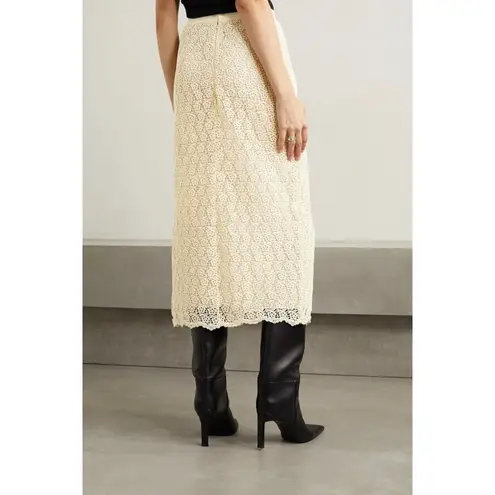Isabel Marant  Evelina Faux Wrap Cotton Guipure Lace Midi Skirt in‎ Ecru