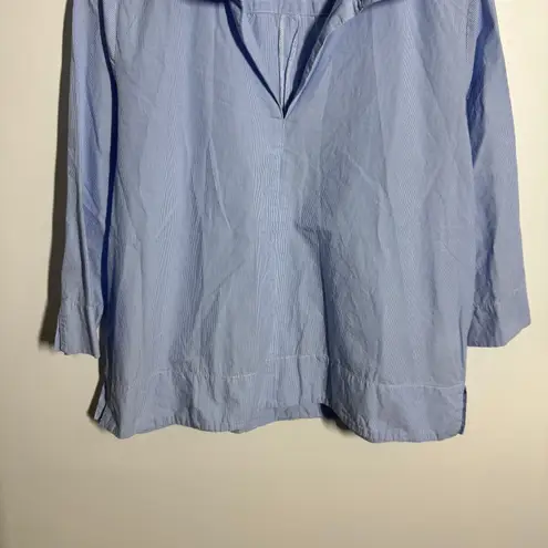 Pomander Place Tuckernuck Cotton Top Women L Blue Stripe Coastal Preppy Classic Size L