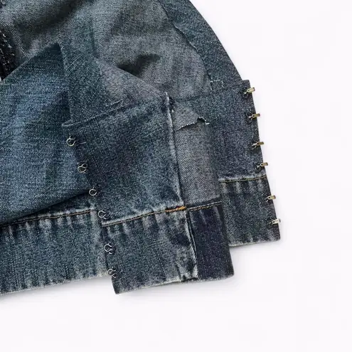 Reworked Denim Crop Top Blue