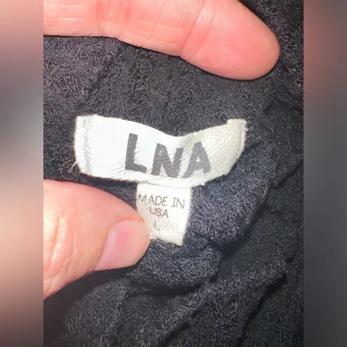 LNA Revolve Black Cold Shoulder Waffle Knit Long Sleeve Sweater EUC Size L Size L