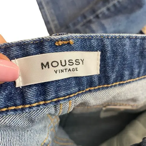 Moussy Vintage Women’s 27 Slim Straight Leg Jeans Medium Wash Denim Distressed Blue