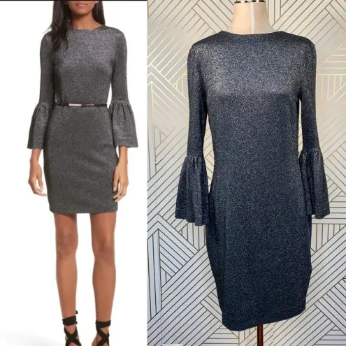 Ted Baker  Hanneh Fluted Metallic Knit Mini Dress‎
