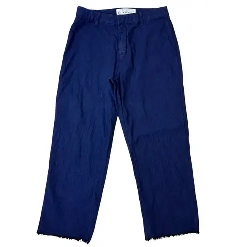 Frank & Eileen Kinsale Performance Flax Cotton Twill Chino Pants Navy Raw Hem 8