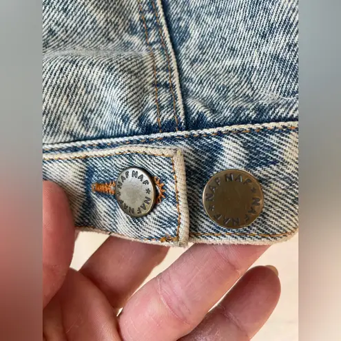 Rare vintage NAF NAF color block cropped denim jacket, yellow, green, purple; 1 Blue Size undefined