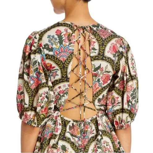 Christian LaCroix NWT floral lace up back mini dress size/M