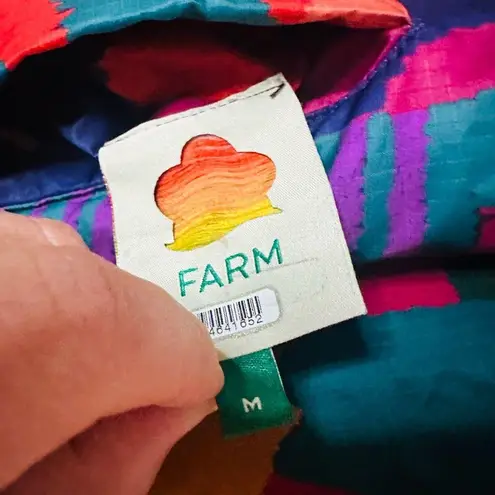 Farm Rio Crochet Patchwork Print Reversible Oversize Puffer Jacket Size Medium