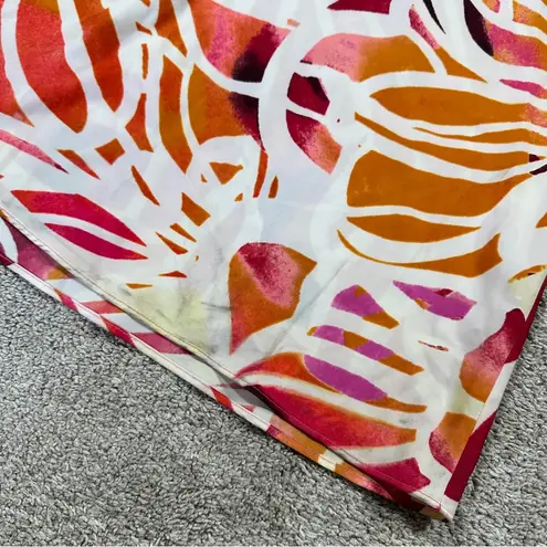 Natori  Women’s Satin Tropical Floral Midi Slip Dress Sleeveless in Multicolor L