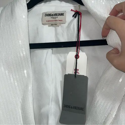 Zadig & Voltaire NEW NWT Vive Sequin Blazer In Judo White Sequins