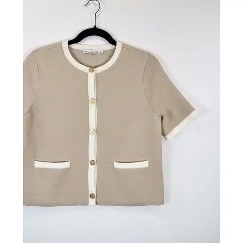 Abercrombie & Fitch Abercrombie Fitch Womens Cardigan Beige LuxeLoft Short Sleeve Sweater Small