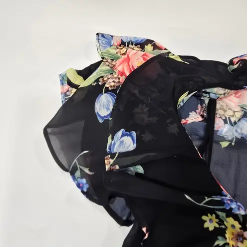 LPA Button Up Midi Dress in Midnight Roses XXS