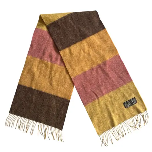 Vintage Cashmere Angora Wool Chunky Fringe Scarf Chocolate Brown