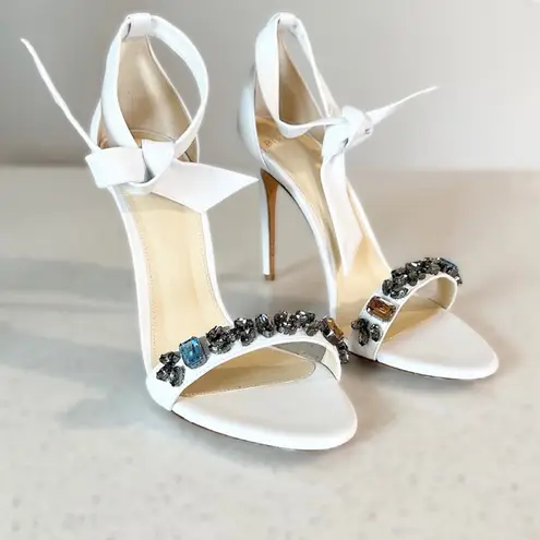 Alexandre Birman Clarita Jeweled Stiletto Heel Sandals White Bridal