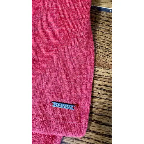Orvis Shirt Sweater Women's Size M Medium Red Knit V-Neck Short Sleeved