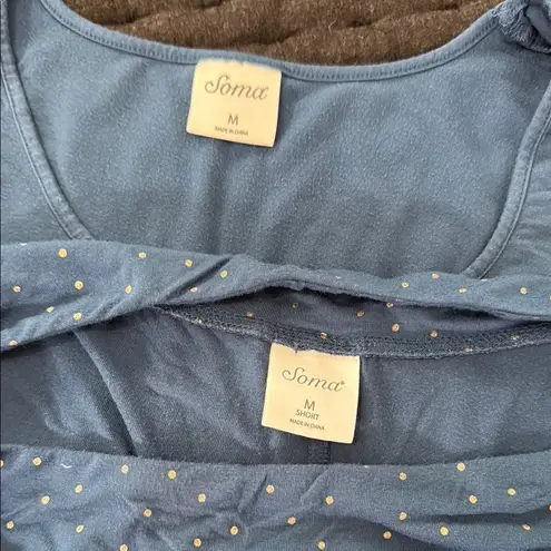 Soma Blue and Gold Polka Dot Pajama Cropped Pajama Set