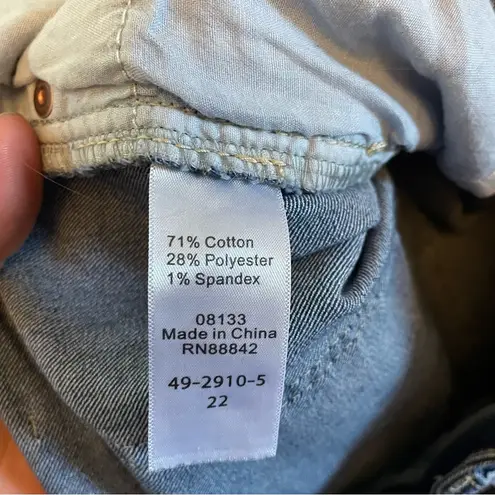 Ellos Womens 22 Jeans High Waisted Raw Hem Plus Size Comfortable Casual Blue