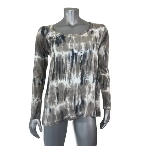 XCVI  Tie Dye Print Women's Top Small Long Sleeve Blouse Top Flowy Scoop Neck