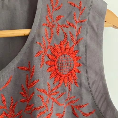 Liz Lange Gray Maternity Tank with Embroidery Sz s