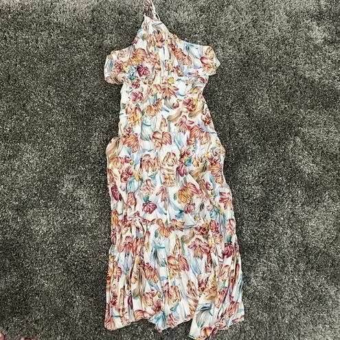 Boutique Floral Halter Neck Maxi Dress​​​​ in White, Size L​​​​​​ Size L