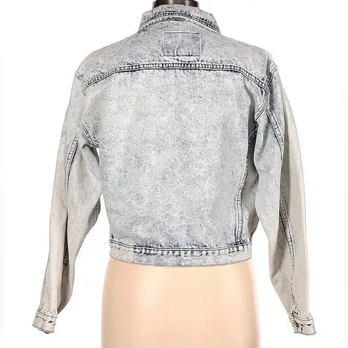 Jordache Vintage 80s 90s Acid Wash Light Denim Jean Jacket Stone Wash Cropped L