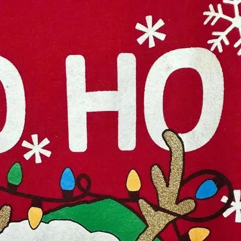 No Boundaries Ho Ho Nope Cat Ugly Christmas Sweater, Red Holiday Sweater, Glitter, Size Med