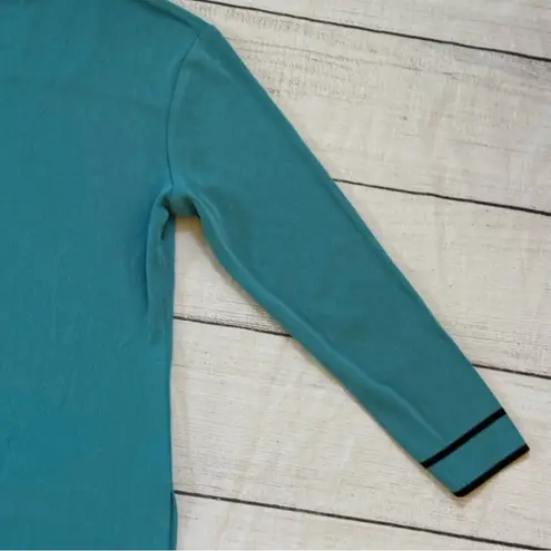 Misook Exclusively  size medium teal blue + black side split blouse