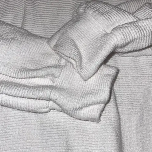 Red Haute Womens Ribbed Textured V-Neck Lounge Pullover Hoodie White Medium