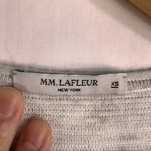 MM.LaFleur The Coleman Top Short Sleeve Knitted Gray Ivory Textured Stripe Sz XS