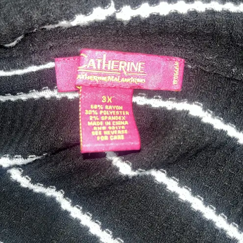 Catherine Malandrino Women's Casual Cowl Neck Black & White Striped Sweater 3X