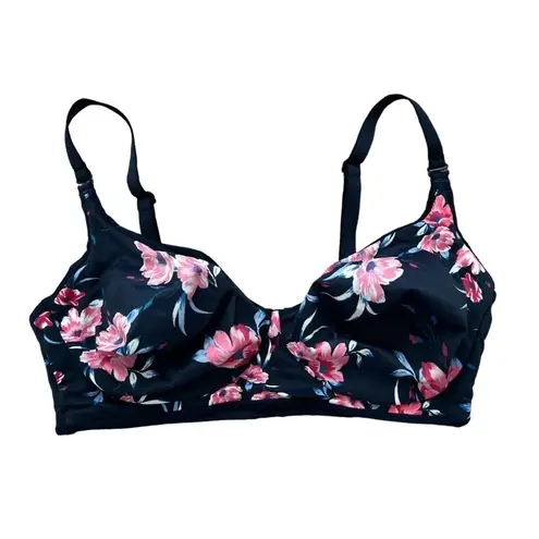 Soma NWOT Embraceable Reversible Lounge Bralette | Navy Blue/Floral | small