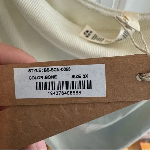 SKIMS Stretch Cotton Ribbed Thong Bodysuit | Bone | Size 3X | NWT