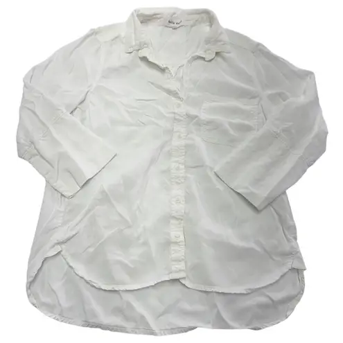Bella Dahl Top Womens Medium White Effortless Shirt Tail Button Down Oversized