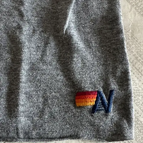 Aviator Nation Gray Tee with Purple Ombré Lightning Bolt and AV Logo on Back XS