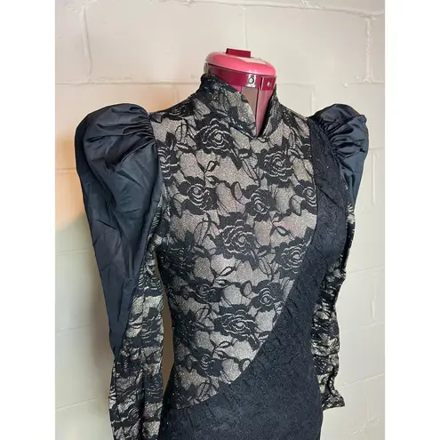 Weissman 7549 Black Viva La Vida Biketard lace Black Gold puff sleeves