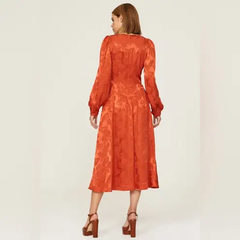 Love, Whit by Whitney Port Jacquard Midi Dress Burnt Orange Small