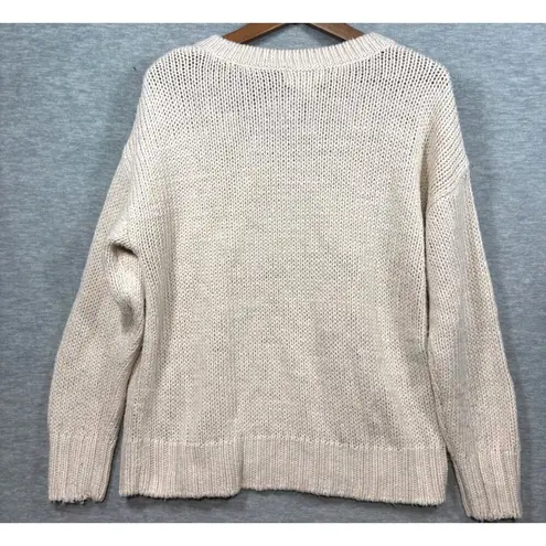 Victorias Secret PINK Beige V Neck Knit Sweater L Casual Pullover Size L