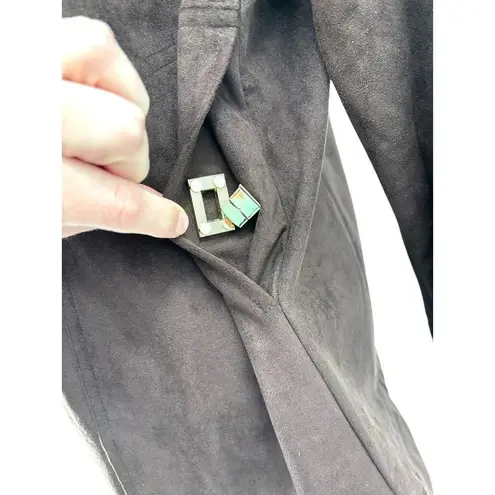 Gretchen Scott Chocolate Brown Faux Suede Gold Lock Jacket Size XS