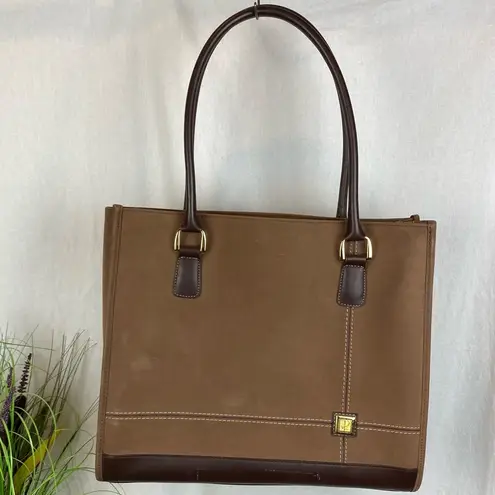 Diane Von Furstenberg Brown & Tan Suede Large Maxi Tote Bag Handbag