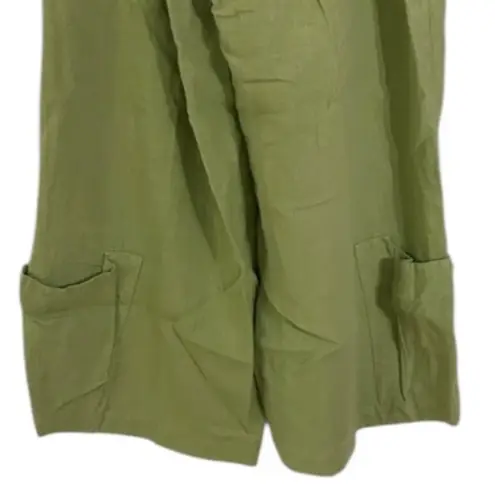 Bryn Walker Bryan Walker Green Casbah Linen Wide Leg Cropped Pants Size XL