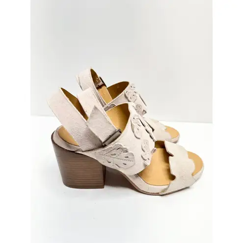 Sylven New York Sandals Womens Size 5.5 Open Toe Suede Floral Appliqué Open Toe Pink