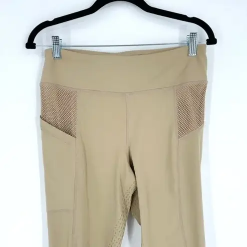 HR FARM Equestrian Silicone Gel Grip Horseback Riding Leggings Medium Tan