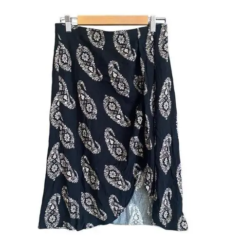 Knox Rose  Faux Wrap Paisley Print Midi Skirt. Size Medium.